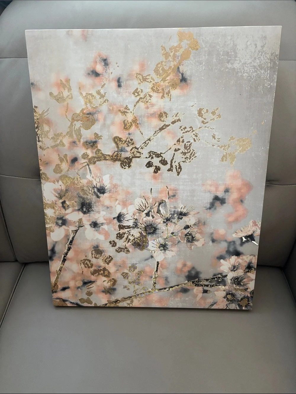 Source Unknown Floral Canvas Art in Pink, Gold and Gray